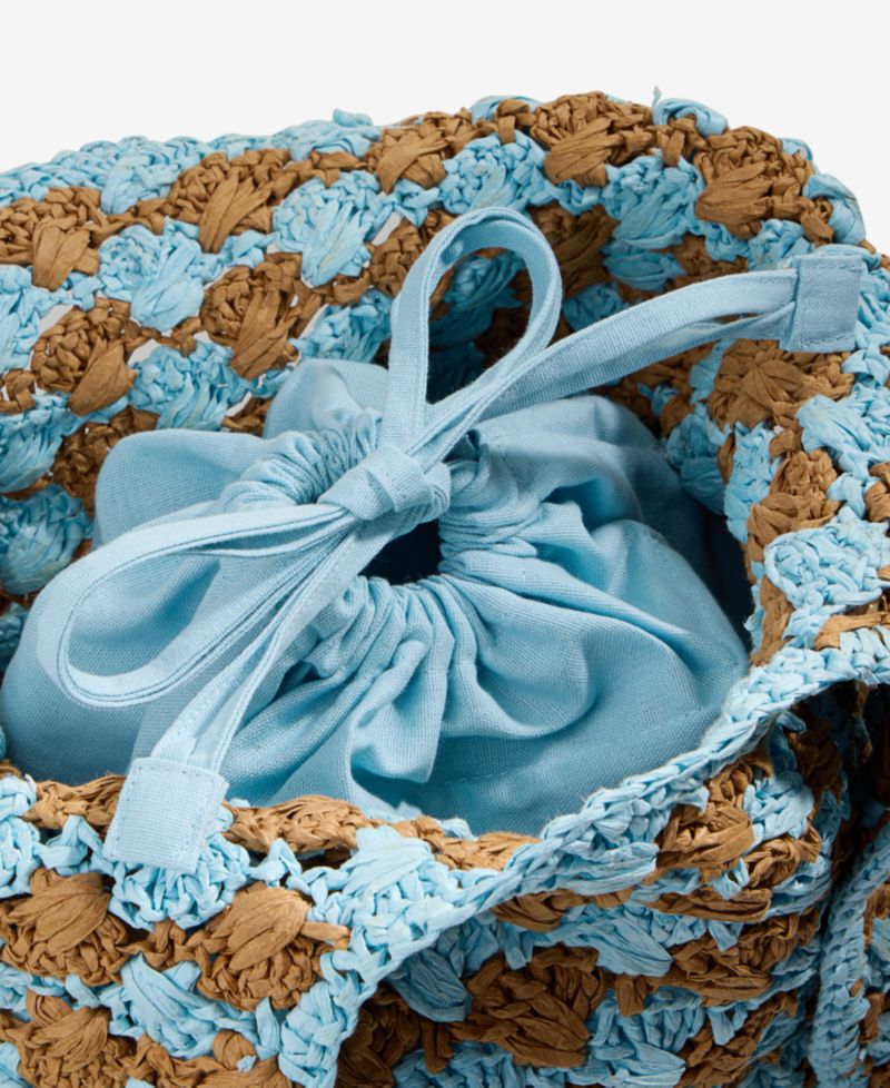 Drawstring Straw Handle Mini Tote