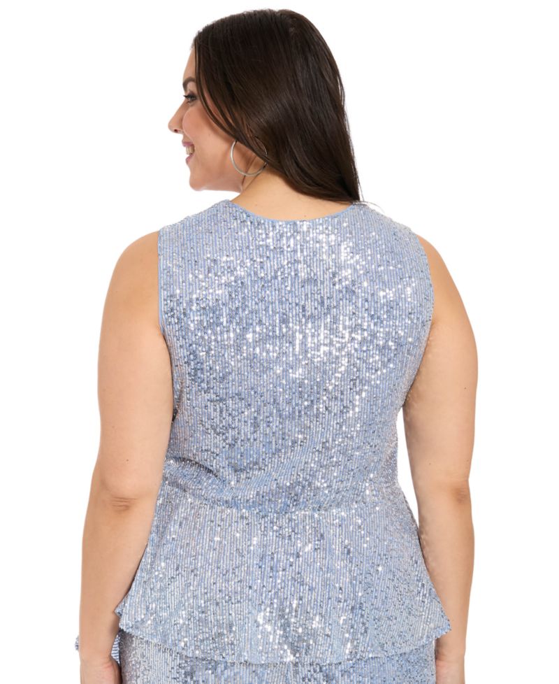 Plus Size Sequined Pull-On Pants