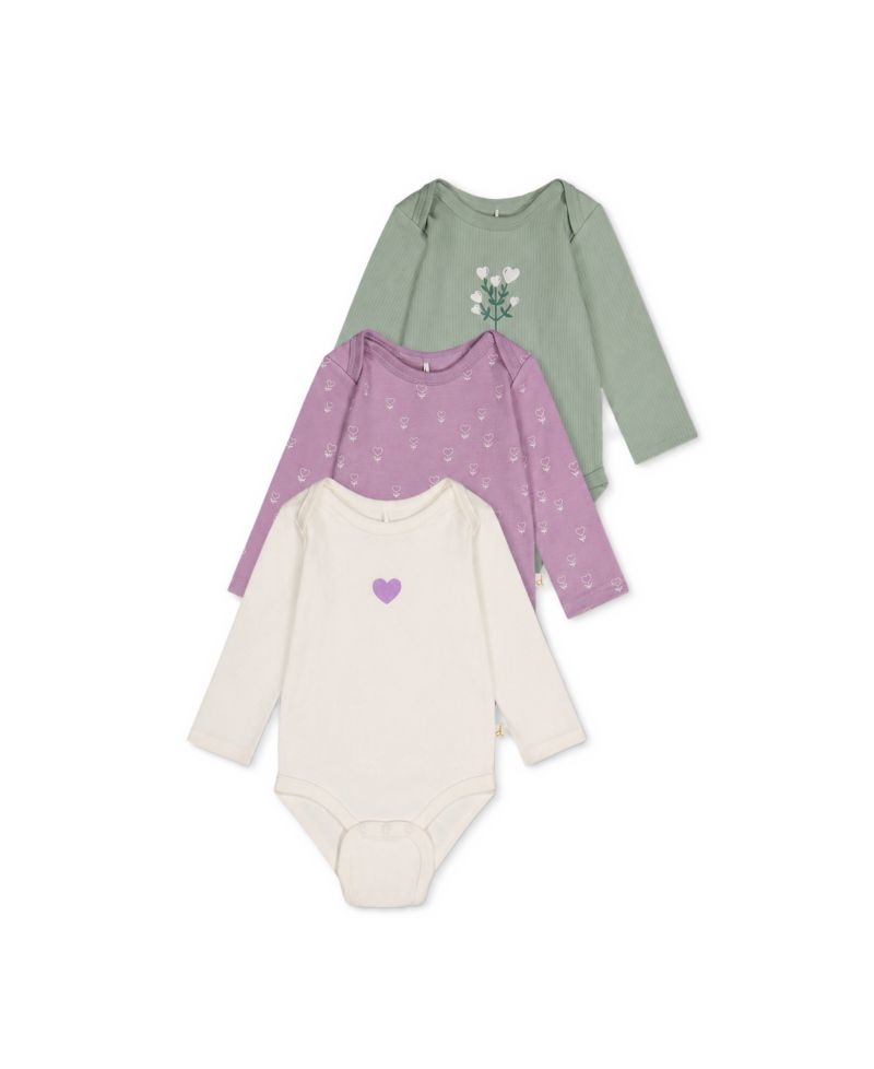 Baby Girls' Long-Sleeve Onesies, 3-Pack