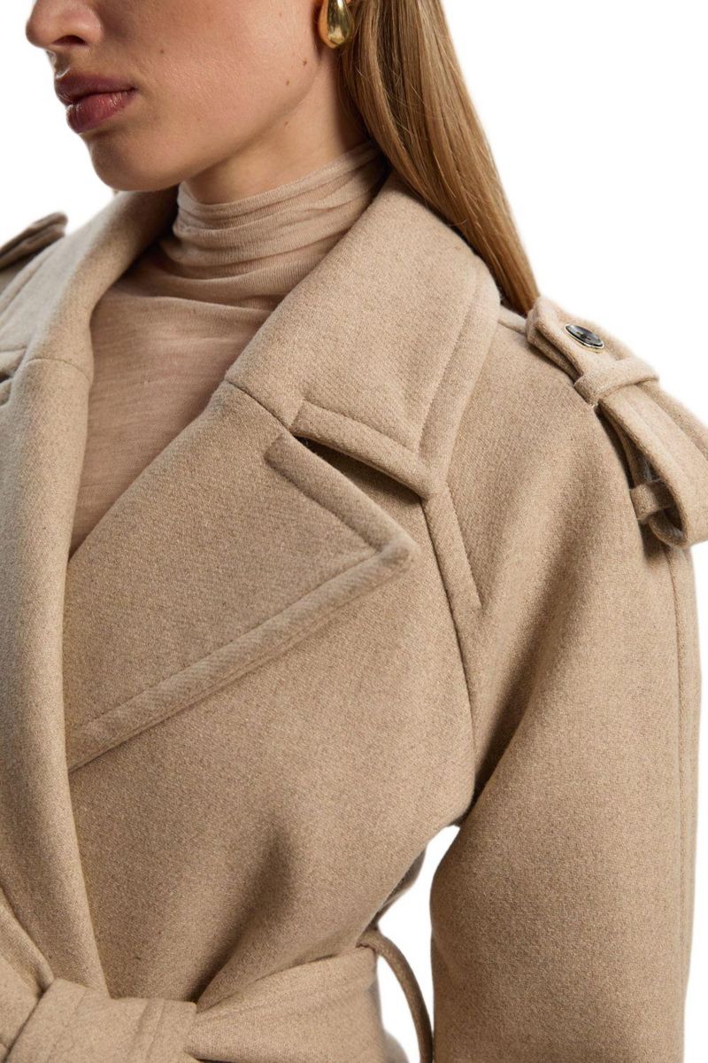 Women's Wool Tailored Belted Midi Coat