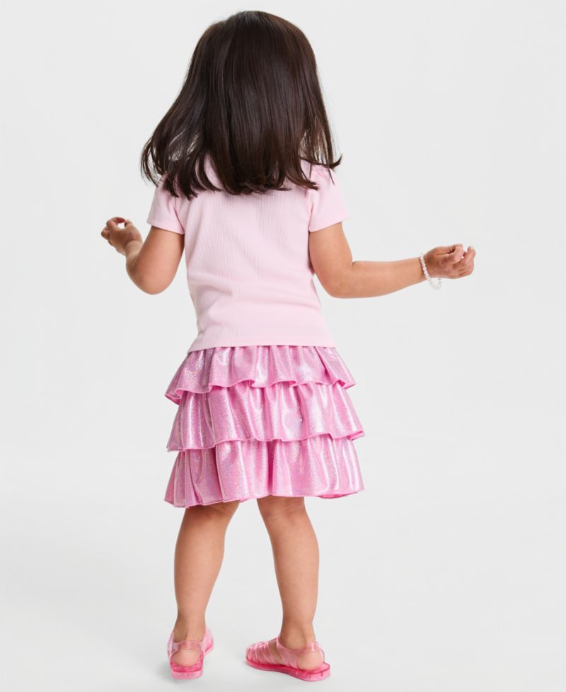Toddler Girls' 12M-5T T-Shirt and Sparkle Tiered Skort, 2-Piece Set