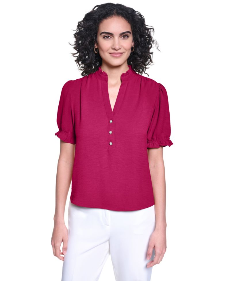 Women's V-Neck Short-Sleeve Blouse
