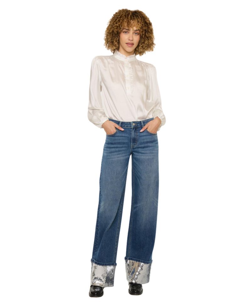 Women's USA Juniors' Mid-Rise Wide-Leg Jeans