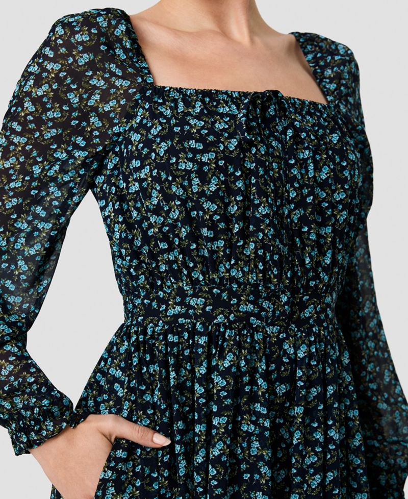 Women's Marina Square Neck Long-Sleeve Maxi Dress