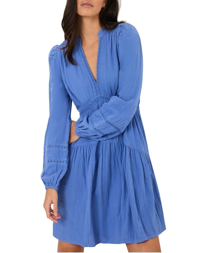 Women's Long-Sleeve V-Neck Mini Dress