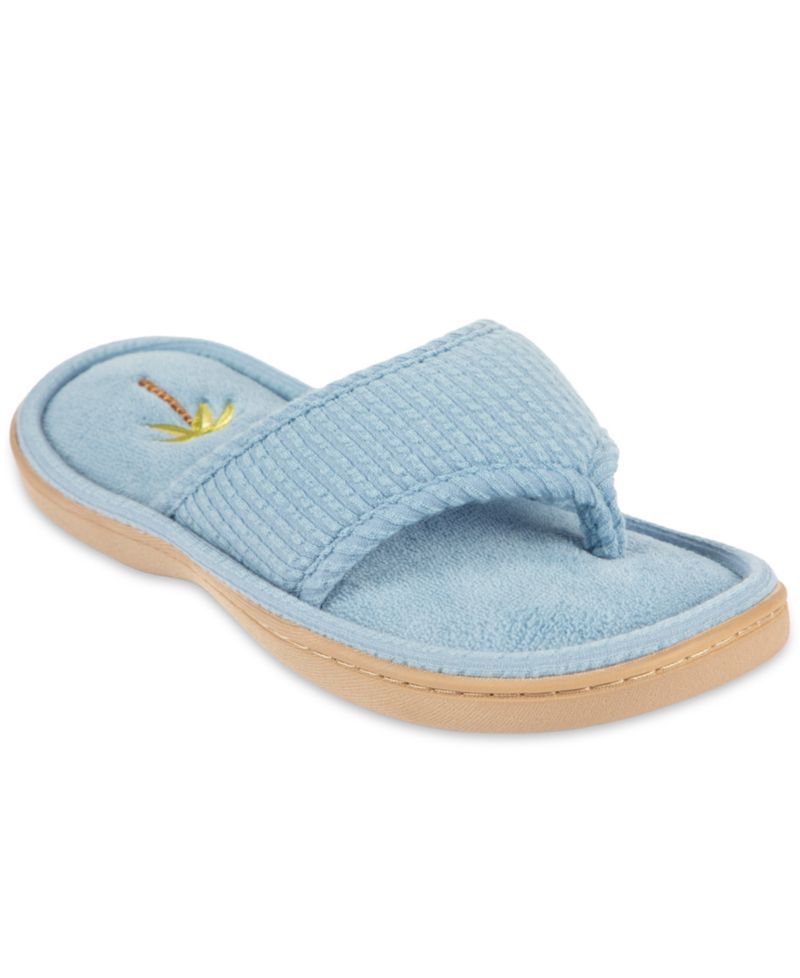 Women's Embroidered Seersucker Flip Flop Slippers