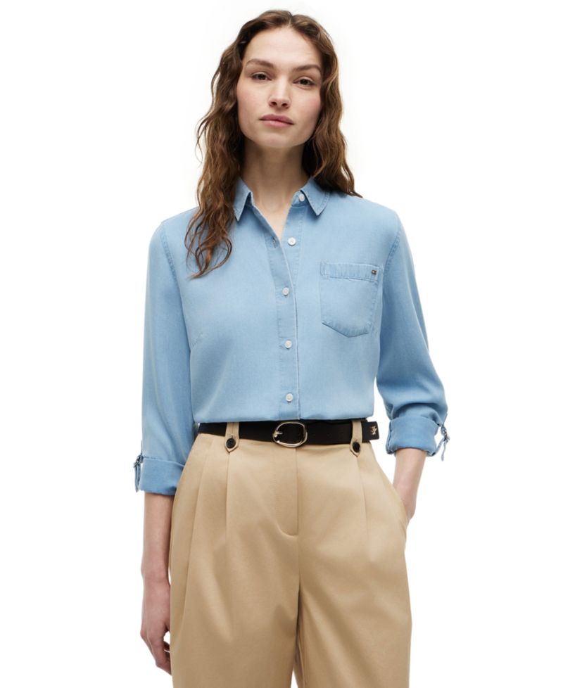 Women's Roll-Tab Collar Neck Shirt