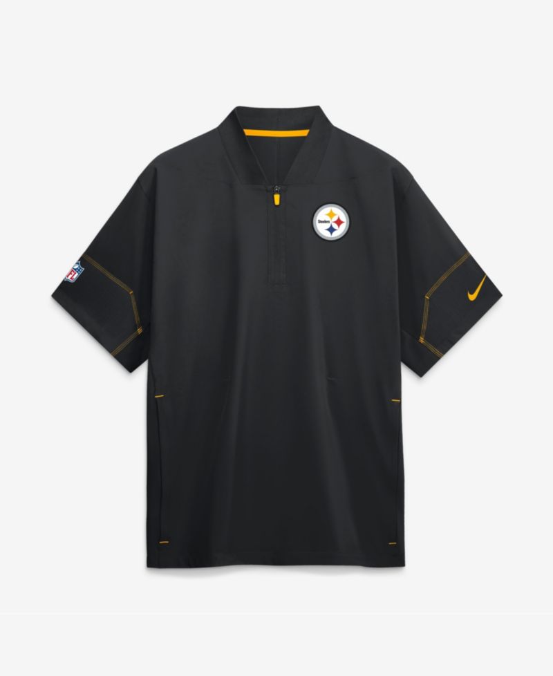 Men's Black Pittsburgh Steelers Sideline Short Sleeve Quarter-Zip Coaches Jacket