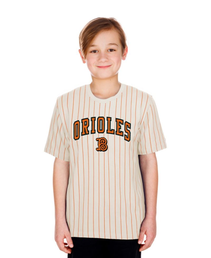 Big Boys and Girls White Baltimore Orioles 2026 City Connect Pinstripe T-Shirt