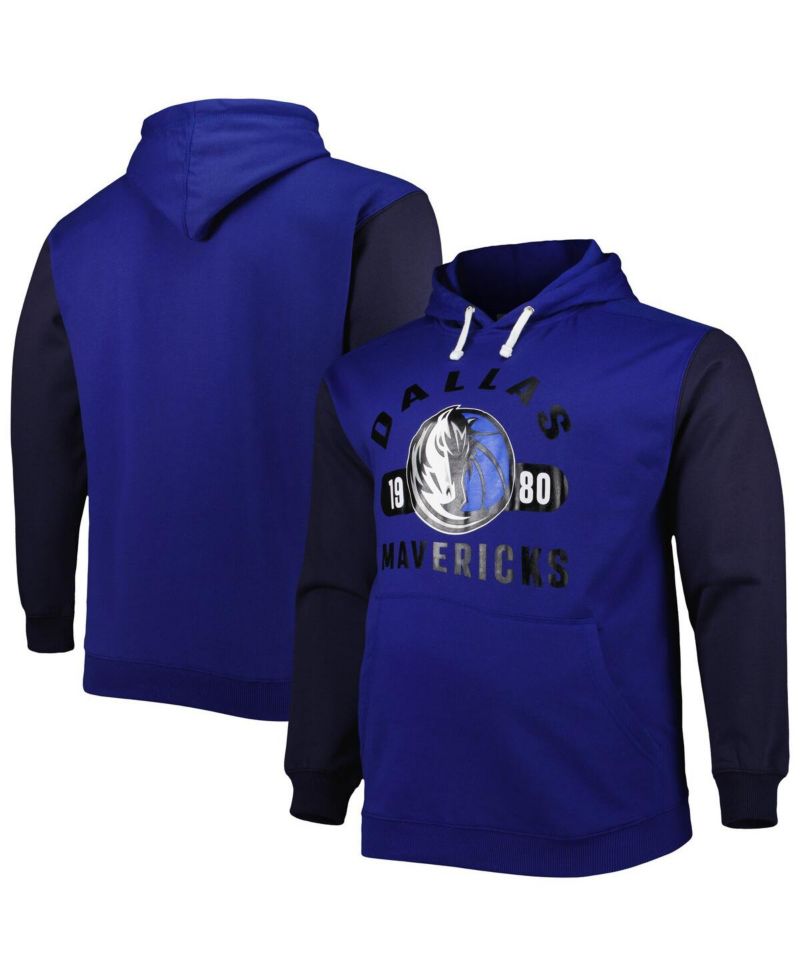 Men's Blue, Navy Dallas Mavericks Big and Tall Bold Attack Pullover Hoodie