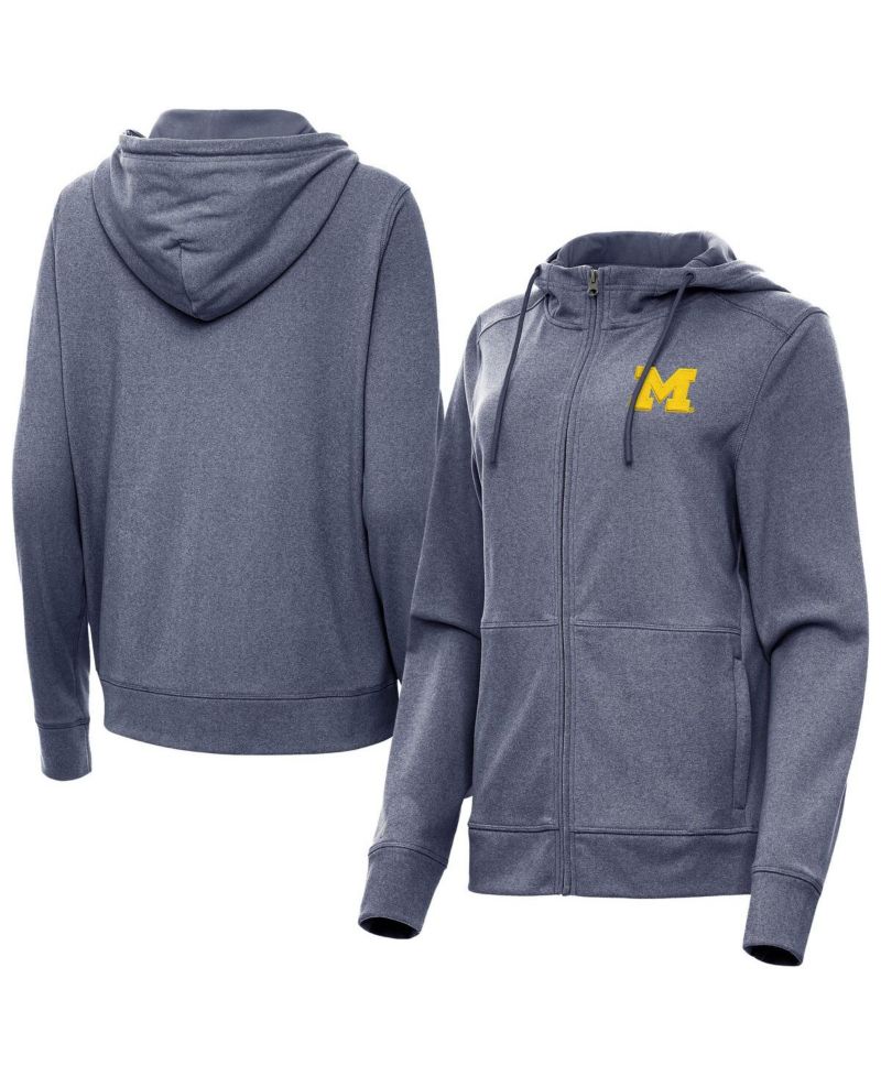 Women's Heather Navy Michigan Wolverines Seeker Full-Zip Hoodie Jacket