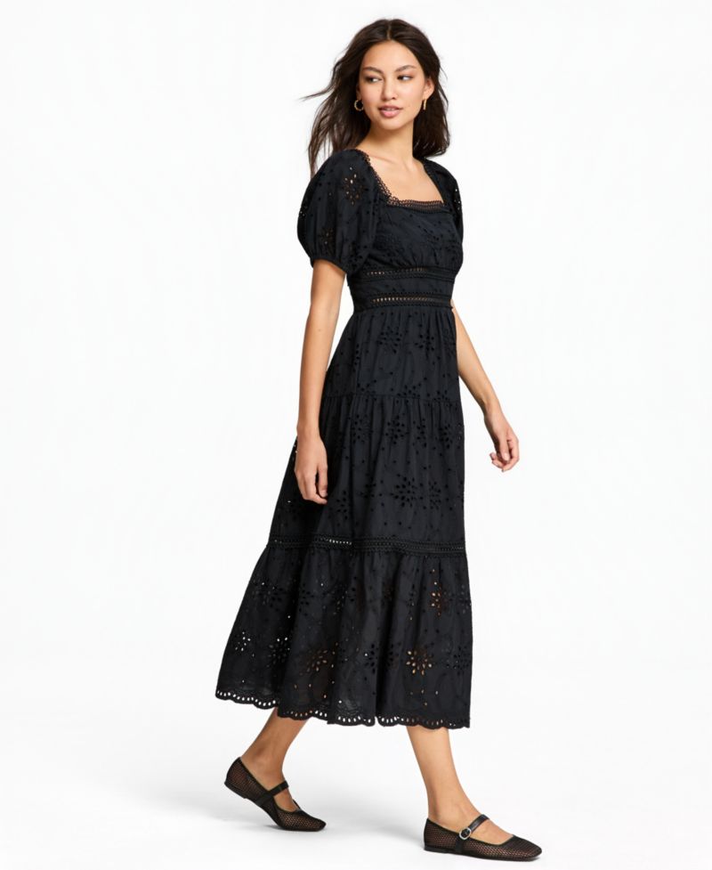 Women's Eyelet Cotton Maxi Dress