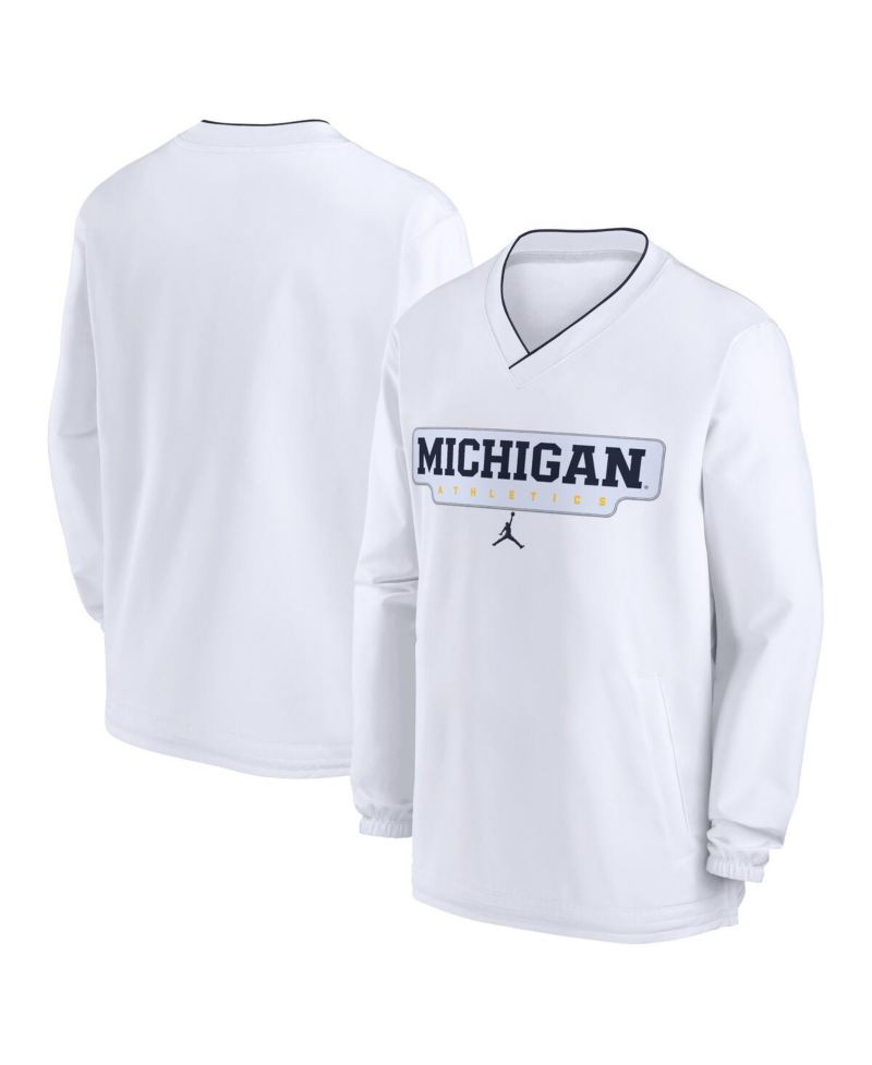 Men's White Michigan Wolverines 2024 Sideline Pullover Windshirt