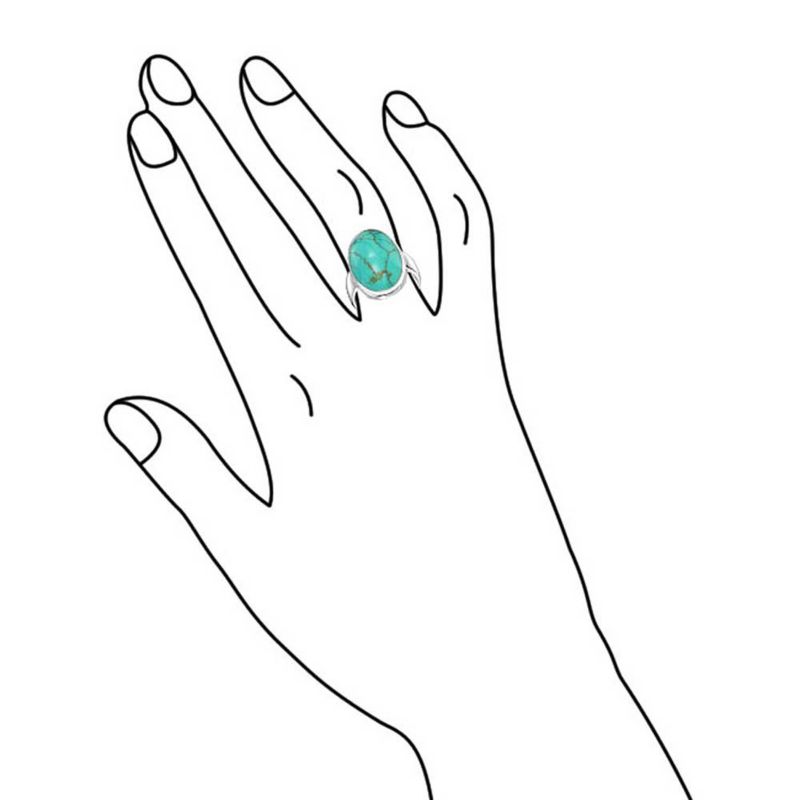 Large Oval Cabochon Stabilized Blue Turquoise Bezel Set Statement Ring Sterling Silver