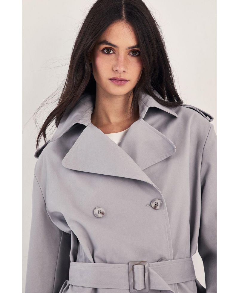 Women's Double Breasted Short Trench Coat