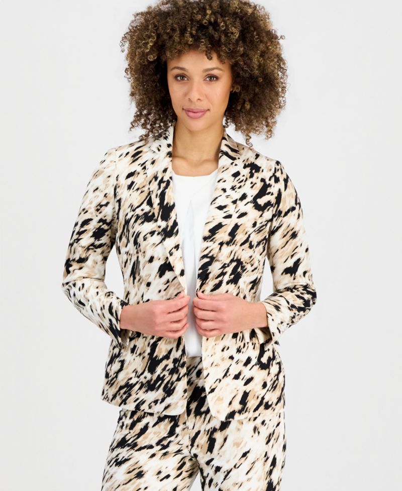 Women's Animal-Print One-Button Blazer & Straight-Leg Pants