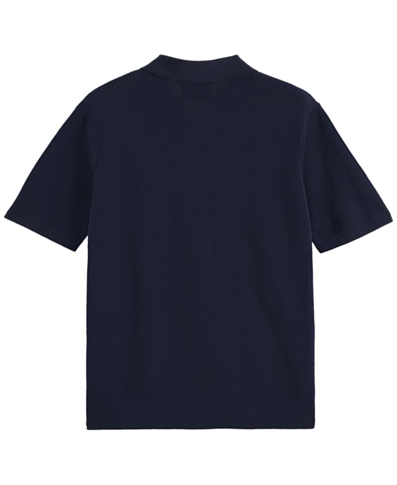 Men's Structured Knitted Short-Sleeve Polo Shirt