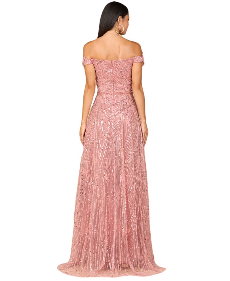 Women's Off Shoulder Beaded Ballgown