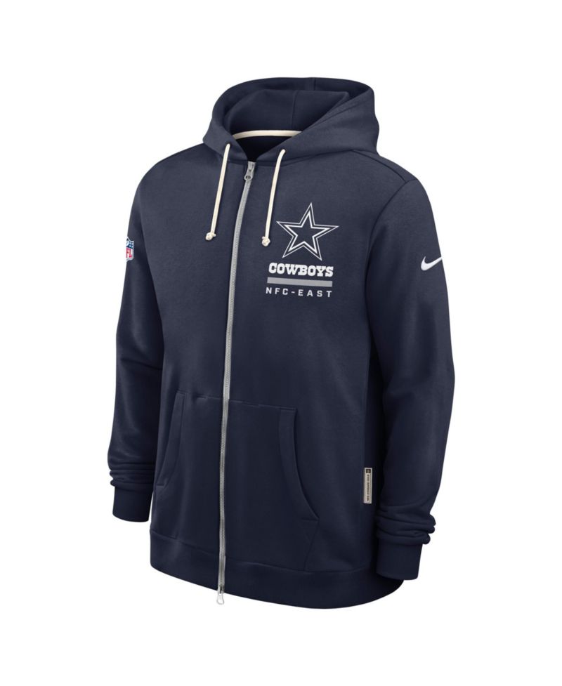 Men's Navy Dallas Cowboys Sideline Utility Player Performance Full-Zip Hoodie