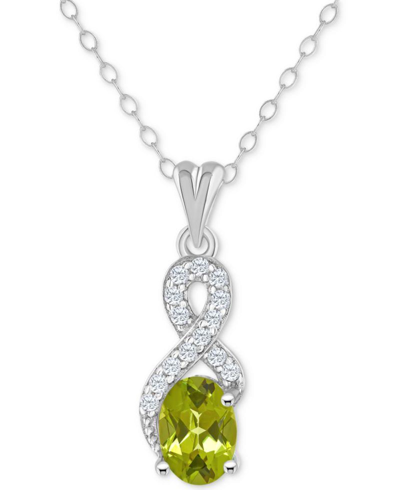 Rhodolite Garnet (1 ct. t.w.) & White Topaz (1/7 ct. t.w.) Looped 18" Pendant Necklace in Sterling Silver (Also in Citrine, Amethyst, Blue Topaz, & Peridot)