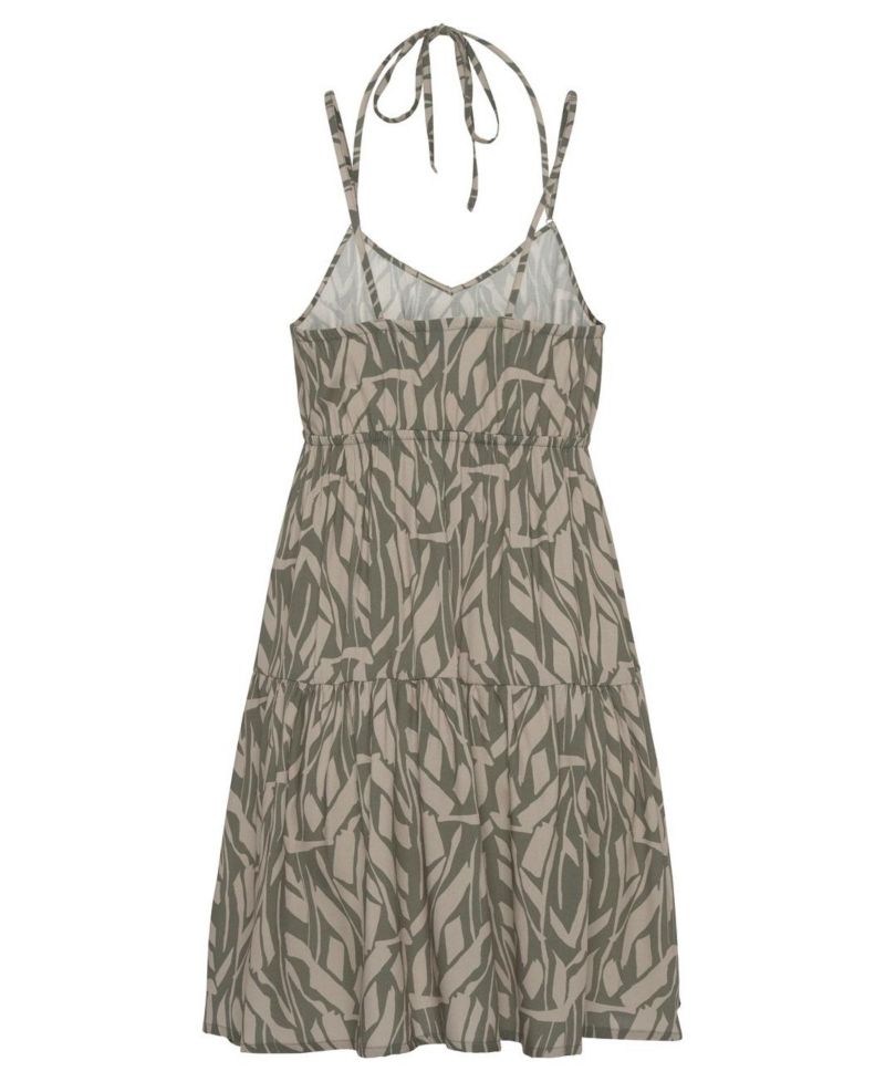 Women's Viscose Printed Fit-and-Flare V-Neck Empire-Waist Short Dress