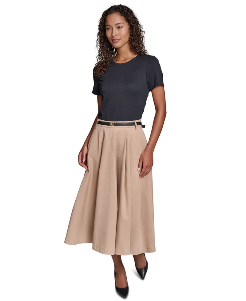 Women's Belted Jersey Midi Dress