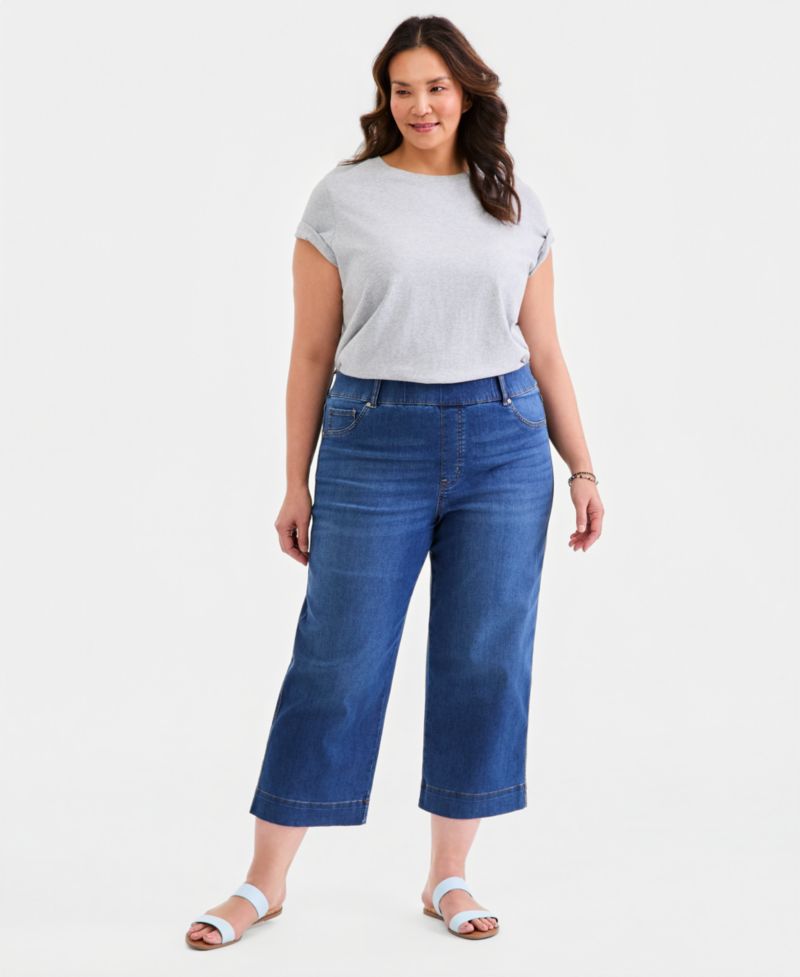 Plus Size High-Rise Shaping Cropped Jeans