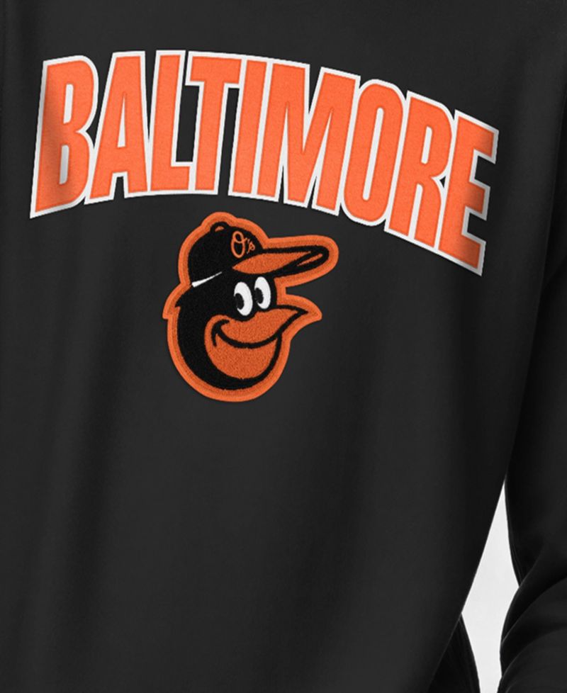 Men's Black Baltimore Orioles Reverse Weave Chenille Sweatshirt