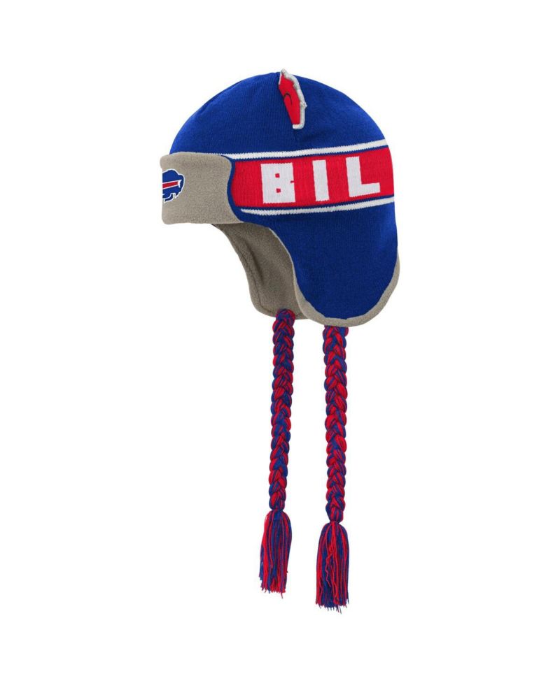 Big Boys and Girls Royal Buffalo Bills Wordmark Ears Trooper Knit Hat