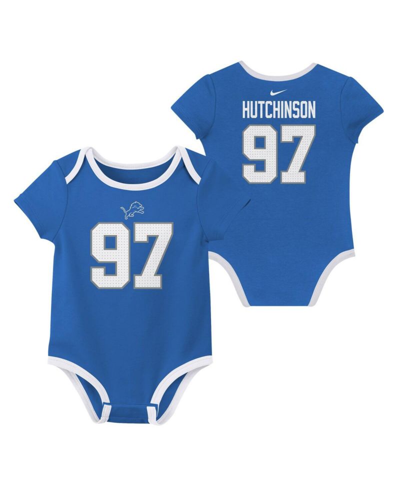 Baby Boys and Girls Aidan Hutchinson Detroit Lions Name & Number 3-Pack Bodysuit Set