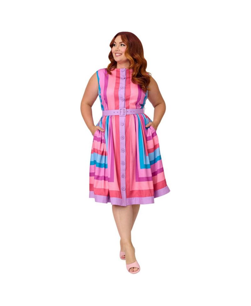 Plus Size Sleeveless Button Swing Dress