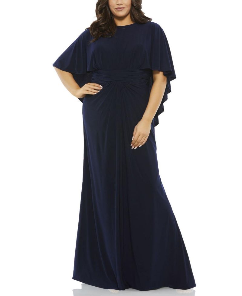 Women's Jersey Cape Sleeve A Line Gown