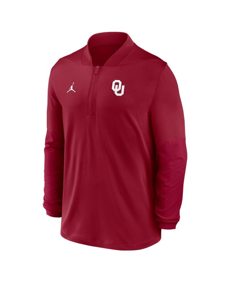 Men's Crimson Oklahoma Sooners Sideline Dri-FIT Half-Zip Pullover Hoodie
