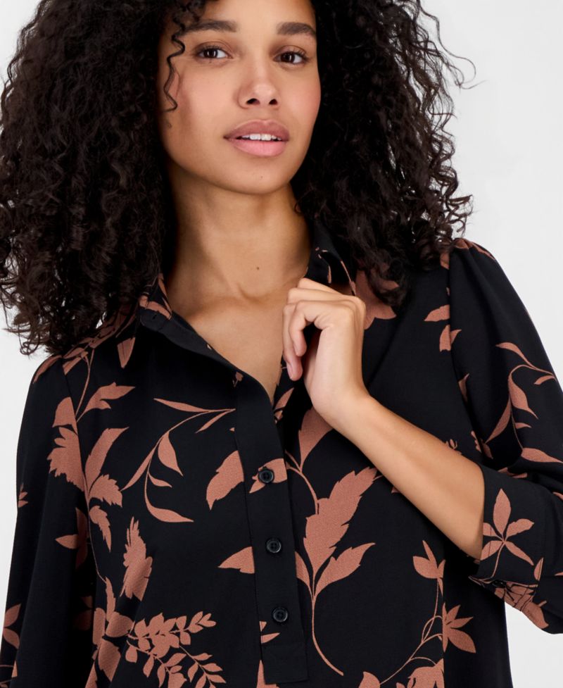 Petite Printed Ruffle-Hem Scuba Dress