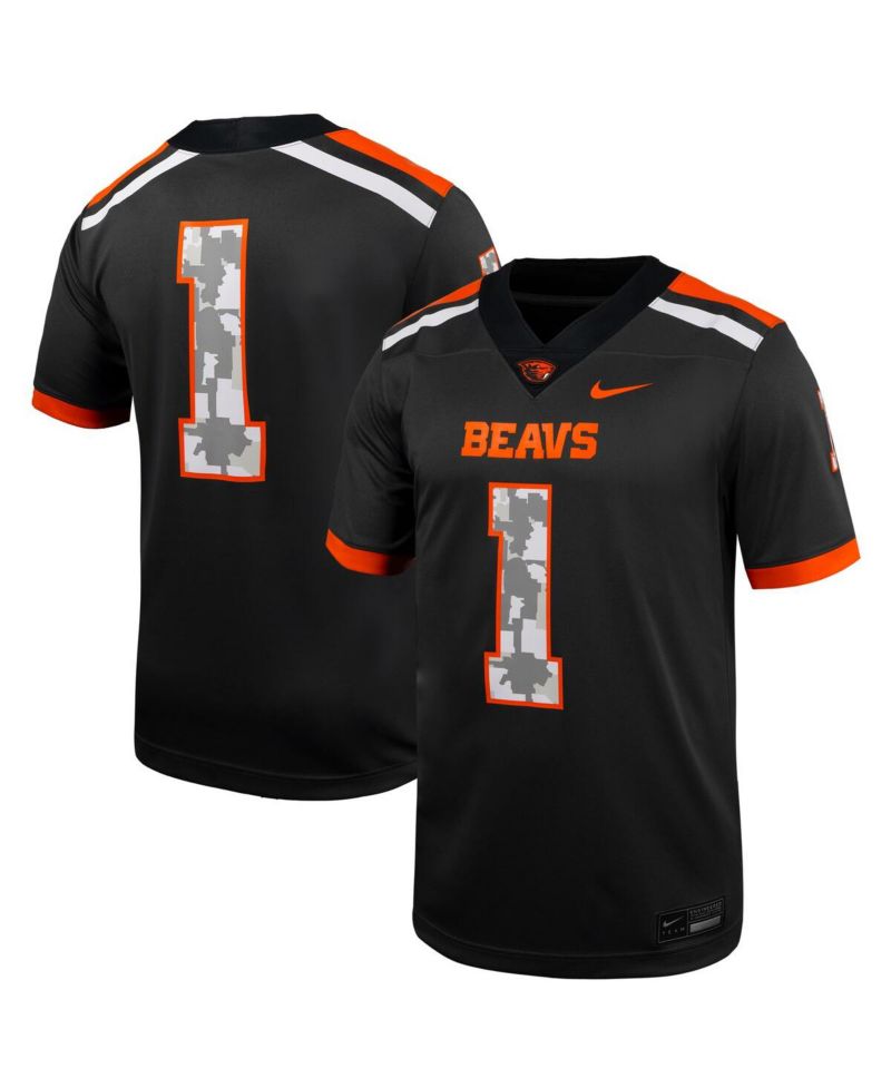 Men's 1 Anthracite Oregon State Beavers Untouchable Replica Football Jersey