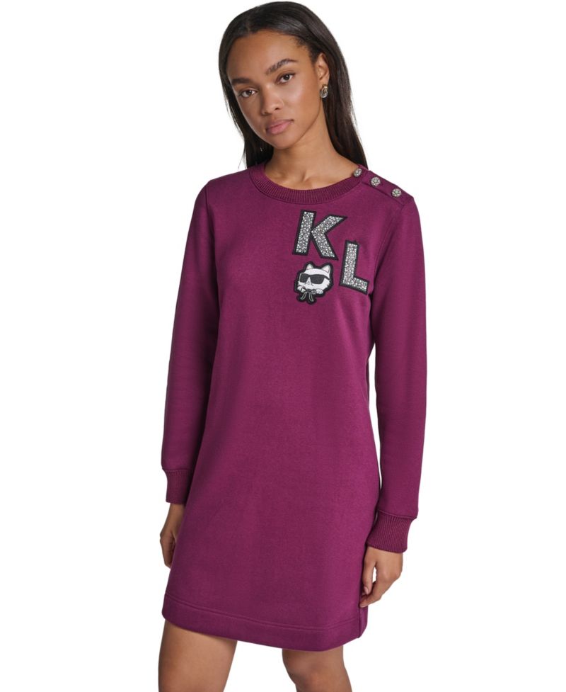 Women's KL Patch Long-Sleeve Crewneck Sweater Dress