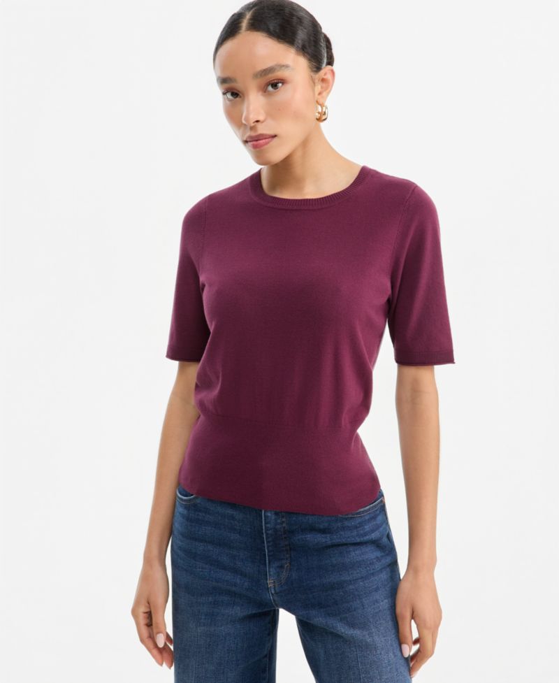 Women's Elbow-Sleeve Crewneck Sweater