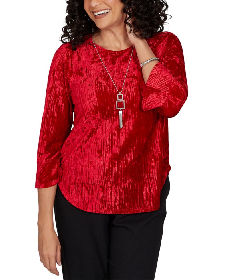 Women's 3/4-Sleeve Textured Knit Blouse
