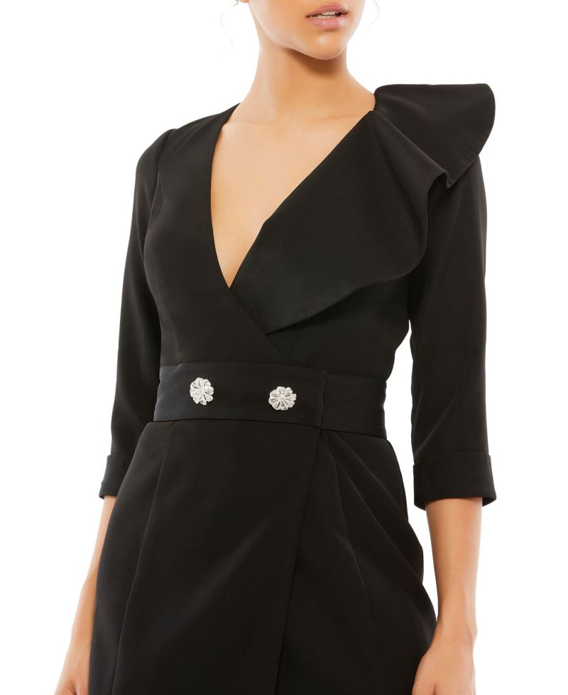 Women's Ruffled Faux Tuxedo Mini Dress