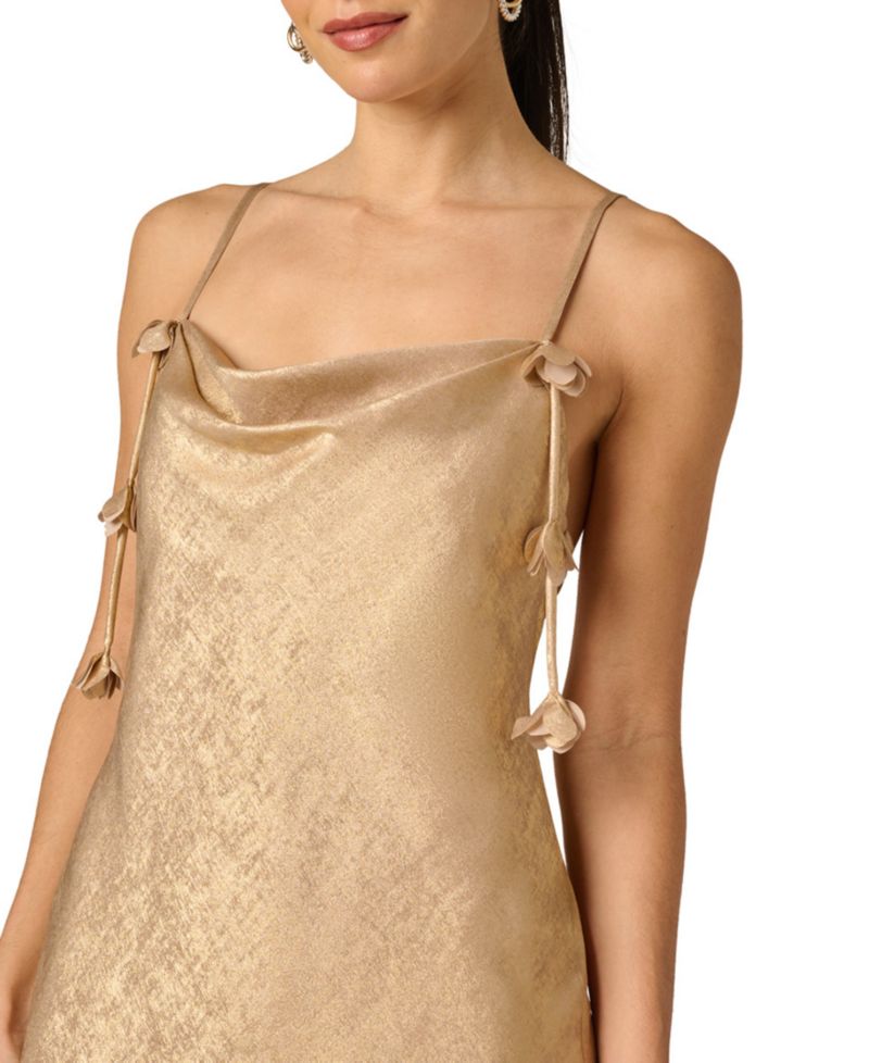 Women's Foiled Chiffon Cowl Neck Long Dress