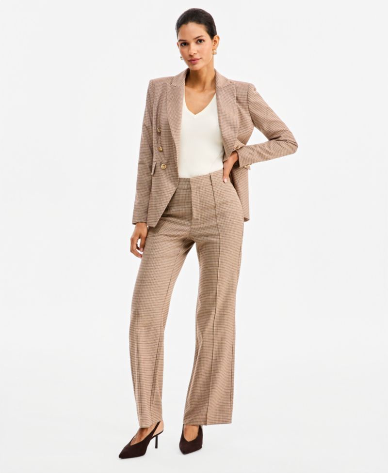 Women's High-Rise Bootcut Houndstooth Pants