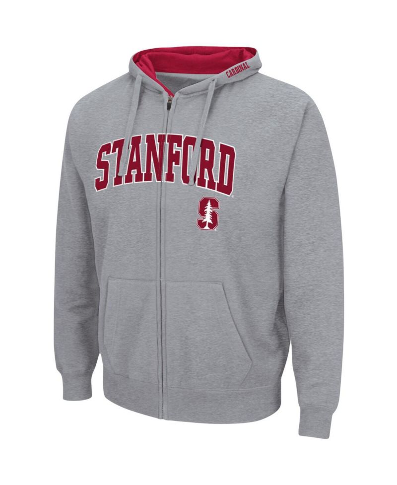 Men's Heathered Gray Stanford Cardinal Arch and Logo 3.0 Full-Zip Hoodie