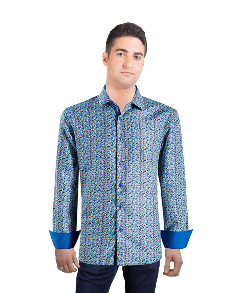 Men's Slim Fit Paisley Print Button-Down Shirt By