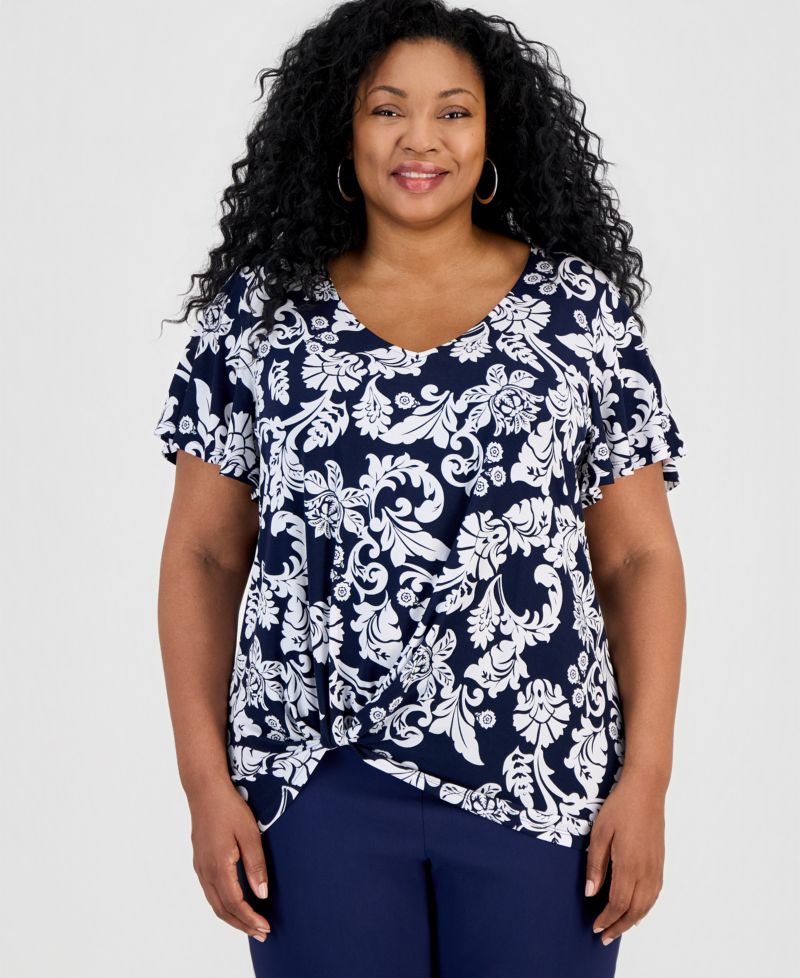 Petite V-Neck Twist Front Top