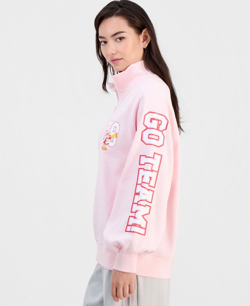 Juniors' Quarter-Zip Long-Sleeve Fleece Sweatshirt