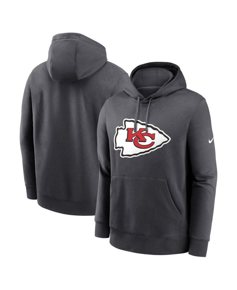 Men's Anthracite Kansas City Chiefs Club Logo Pullover Hoodie