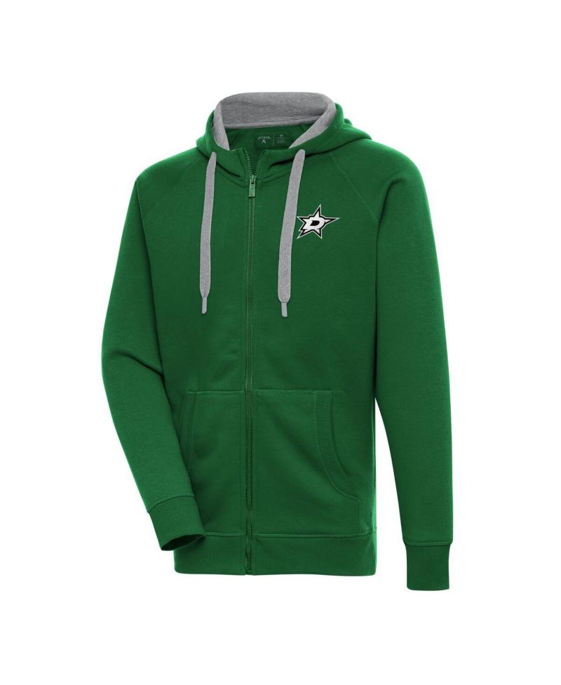 Men's Kelly Green Dallas Stars Metallic Logo Victory Full-Zip Hoodie