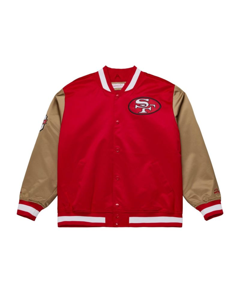 Men's Mitchell Ness Scarlet/Gold San Francisco 49ers 80th Anniversary Heavyweight Satin Full-snap Jacket