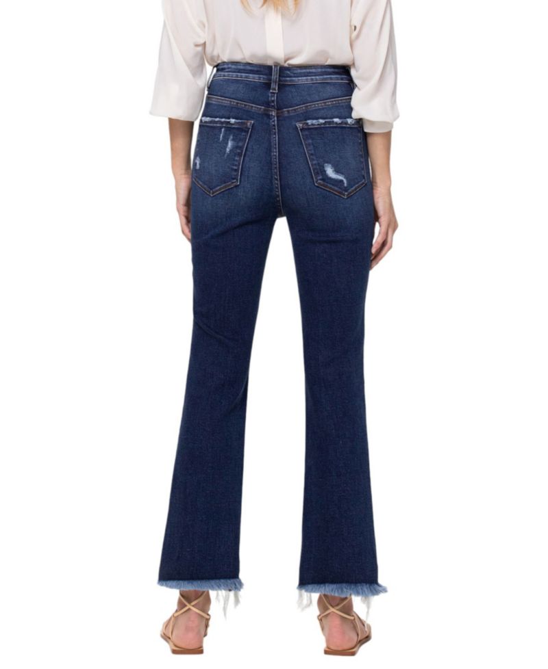 Women's Super High Rise Step Hem Ankle Flare Jeans