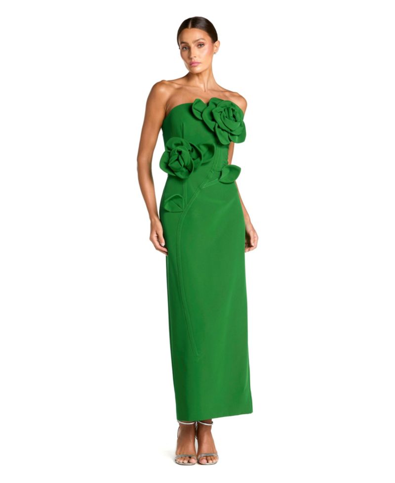 Women's Crepe Strapless Midi Dress
